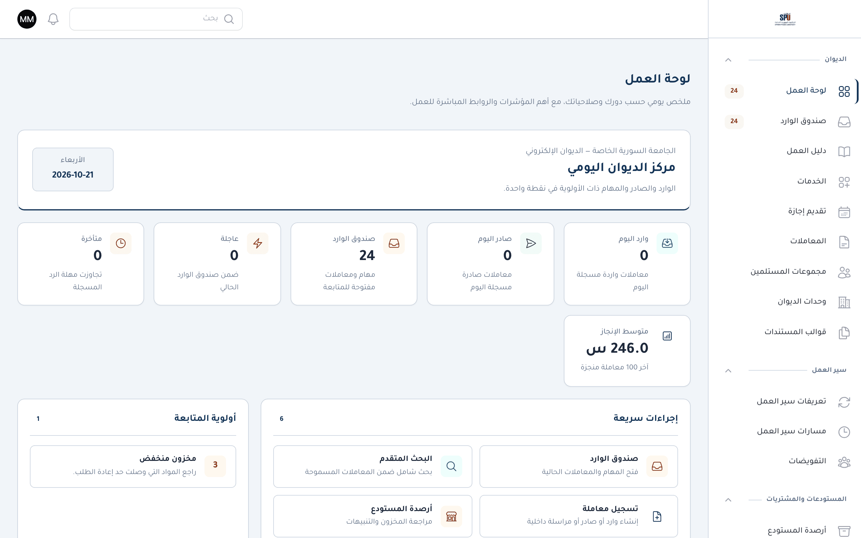e-Diwan daily dashboard